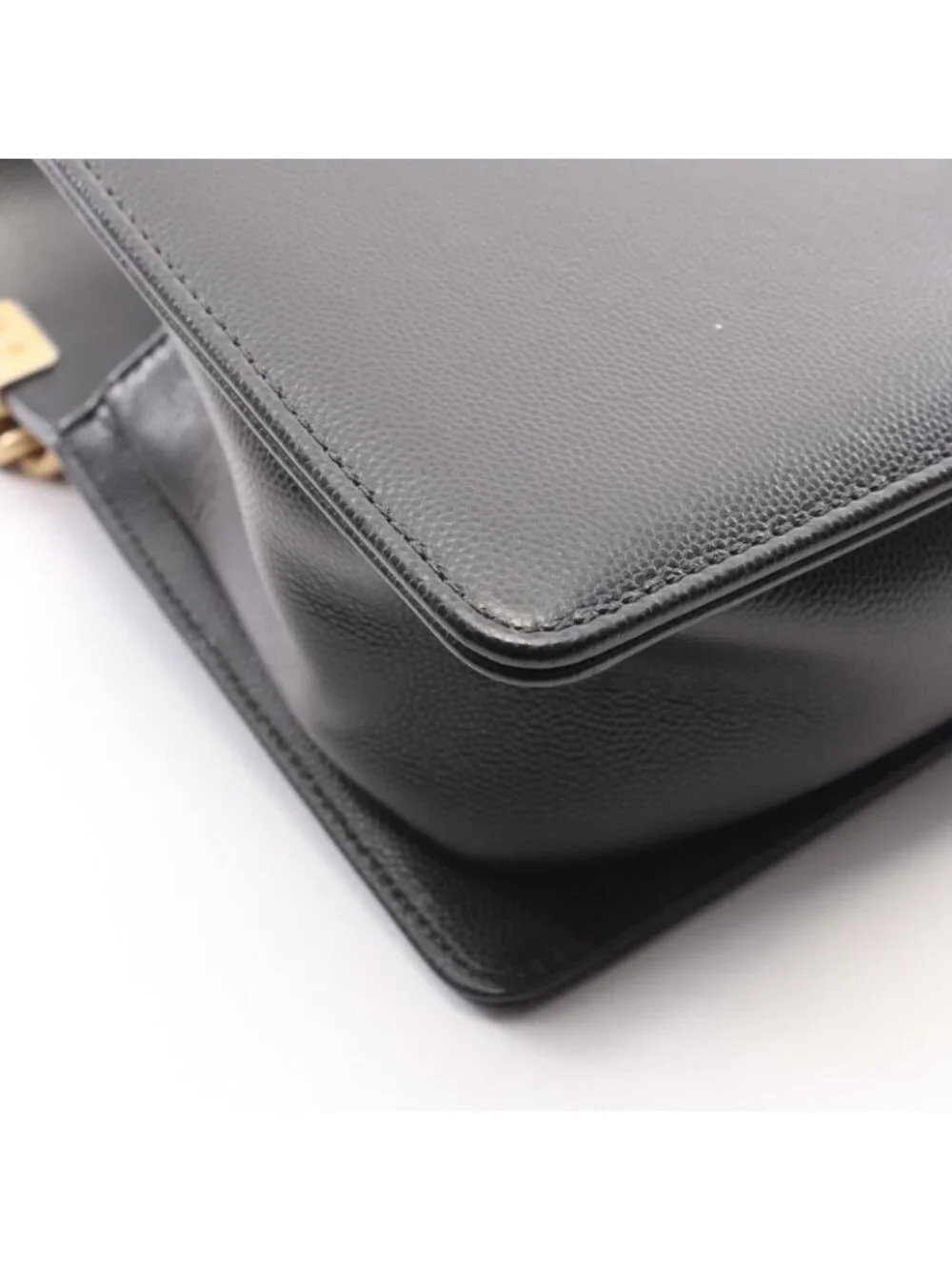 Chanel Shoulder Bag Boy Black Caviar Leather Boy Chain